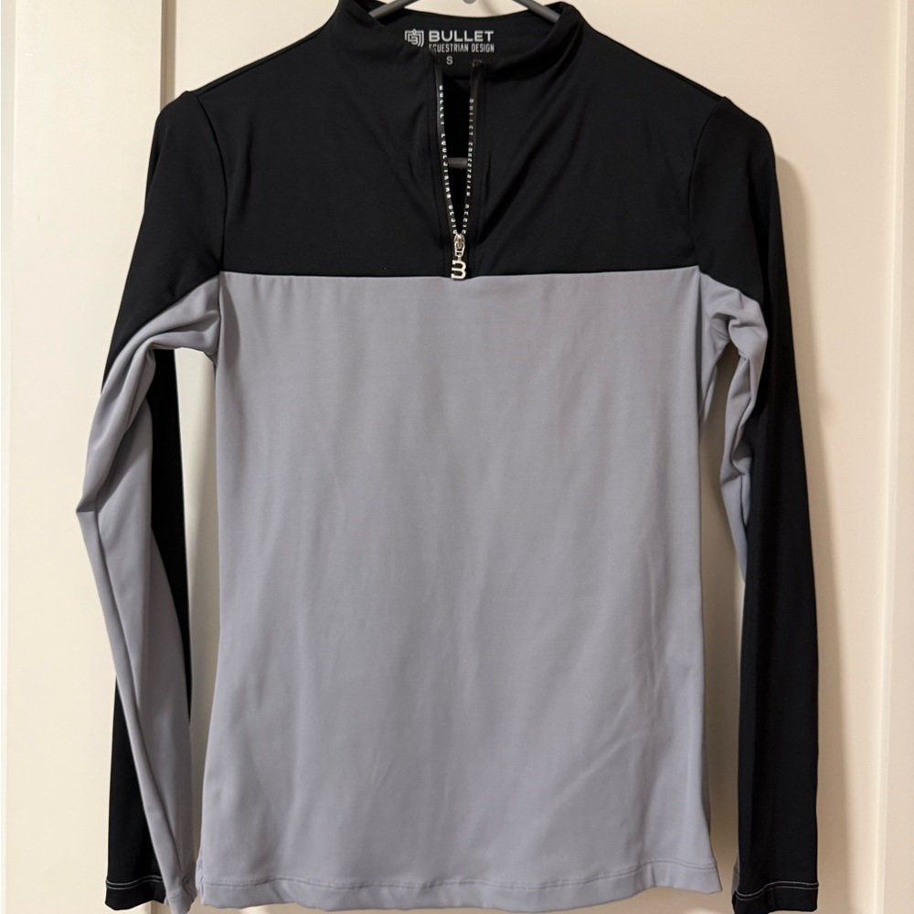 Bullet Equestrian Black and Gray Riding Quarter-Zip Pullover